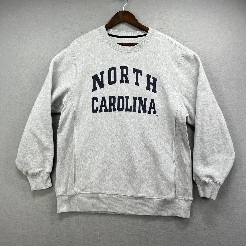 North Carolina Sweatshirt Mens XL Gray Fleece Pullover Collegiate Preppy Crew